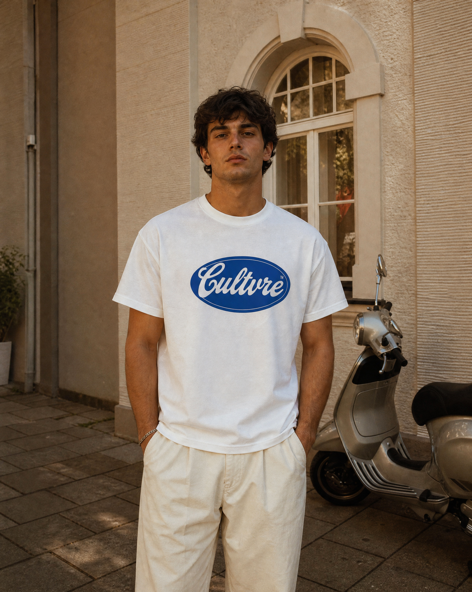 CULTVRE Signature Badge Light Oversized Tee Blue