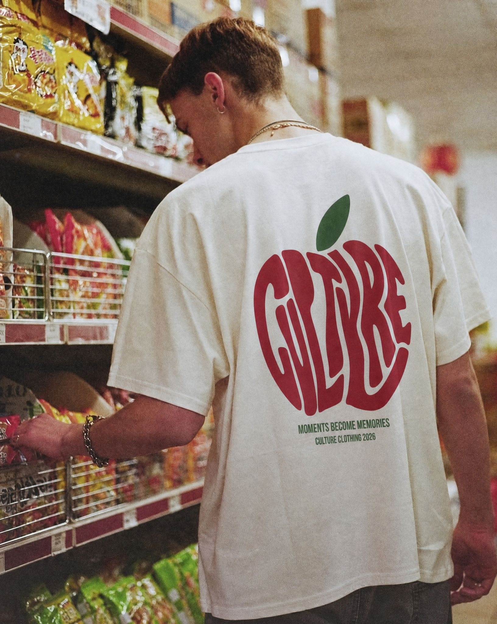 CULTVRE Apple Light Oversized Tee White